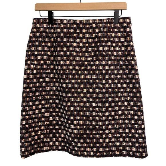 Brooks Brothers Womens Skirt 8 Tweed Neon Orange Burgundy Blue Career Work Wear - Picture 2 of 5